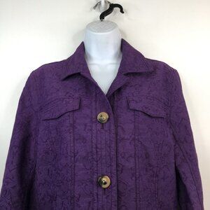 Coldwater Creek Purple Button Up Blazer Jacket Size 14